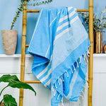 Cotton Bay Multi Stripe Backed Fouta Turquoise