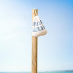 Cotton Bay Multi Stripe Fouta Bag Aqua and Blue