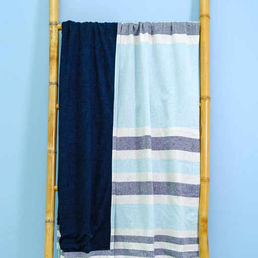 Cotton Bay Royal Stripe Backed Fouta - Aqua / Navy