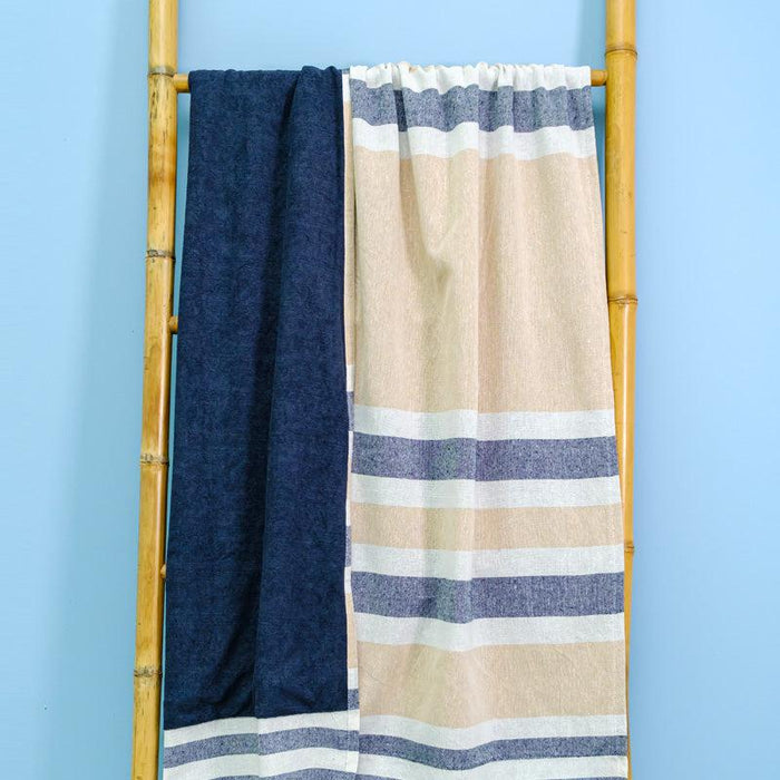 Cotton Bay Royal Stripe Backed Fouta - Beige / Navy