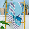 Cotton Bay Royal Stripe Backed Fouta Green and Purple