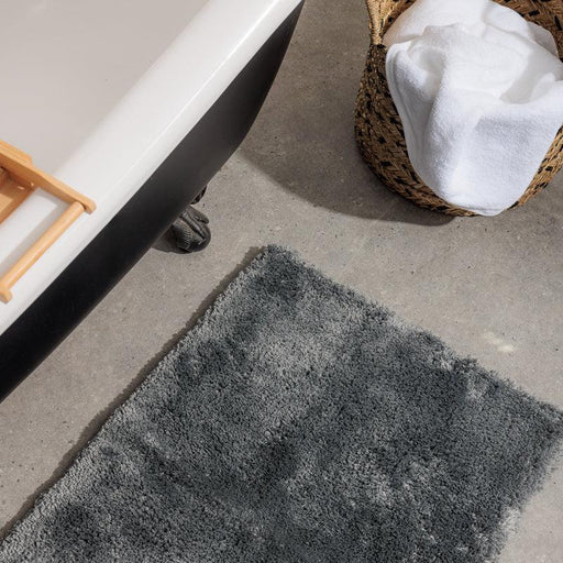 Cotton Bay Non-Slip Silky Bath Mat - Gun Metal Grey-Bath Mat
