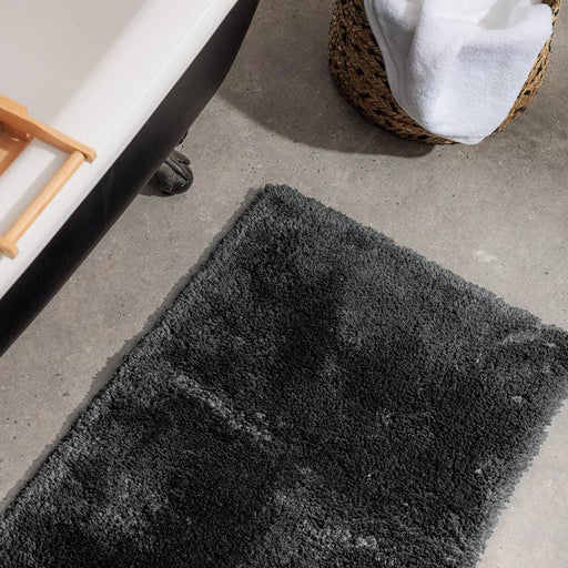 Cotton Bay Non-Slip Silky Mat - Jet Black-Bath Mat