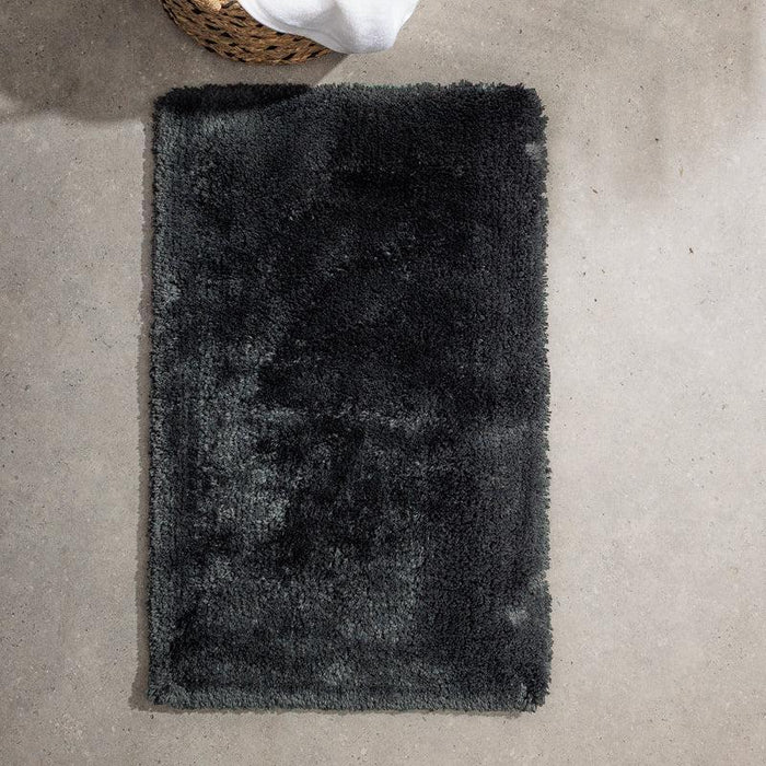 Cotton Bay Non-Slip Silky Mat - Jet Black-Bath Mat