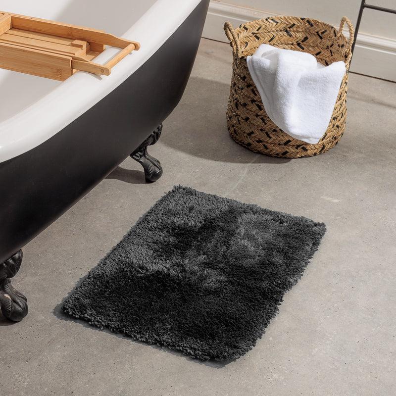 Cotton Bay Non-Slip Silky Mat - Jet Black-Bath Mat