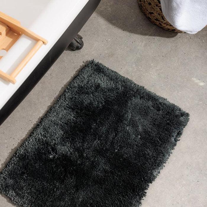 Cotton Bay Non-Slip Silky Mat - Jet Black-Bath Mat