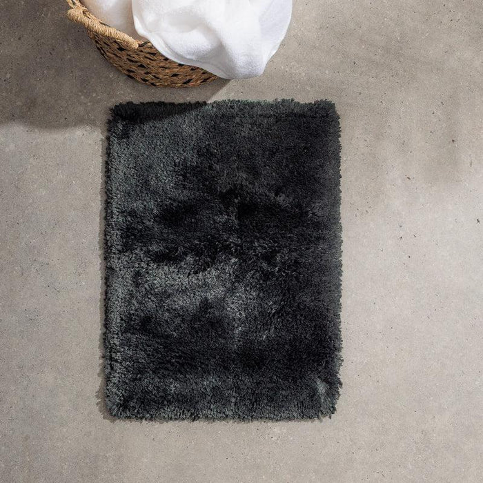 Cotton Bay Non-Slip Silky Mat - Jet Black-Bath Mat
