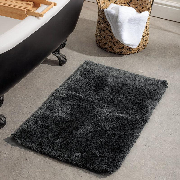 Cotton Bay Non-Slip Silky Mat - Jet Black-Bath Mat