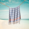 Cotton Bay Solid Fouta Basic Stripe Blue and Red