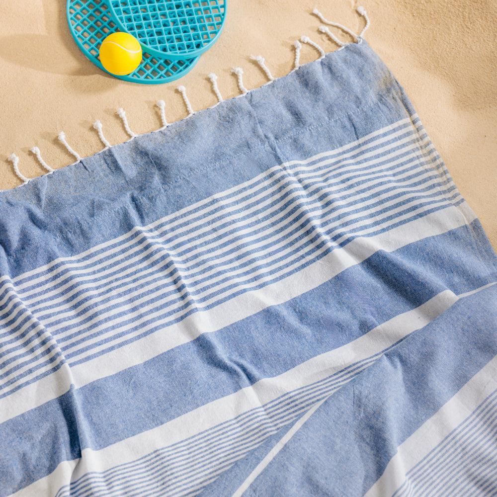 Cotton Bay Solid Fouta Basic Stripe Light Blue-Foutas