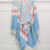 Cotton Bay Stripe Backed Fouta Blue and Red