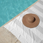 Cotton Bay Stripe Backed Fouta Dove Grey