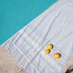 Cotton Bay Stripe Backed Fouta Grey and Charcoal