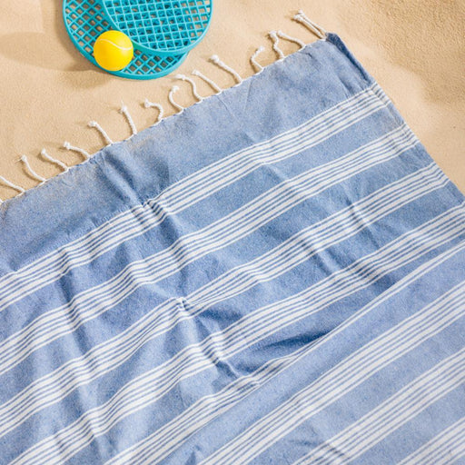 Cotton Bay Stripe Backed Fouta Indigo Blue-Foutas