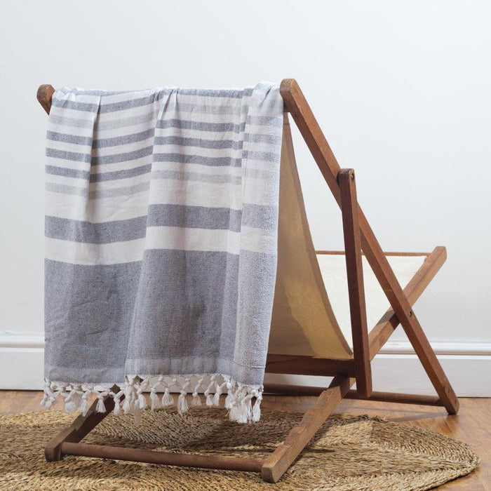 Cotton Bay Striped Summer Fouta - Grey / Ash Grey