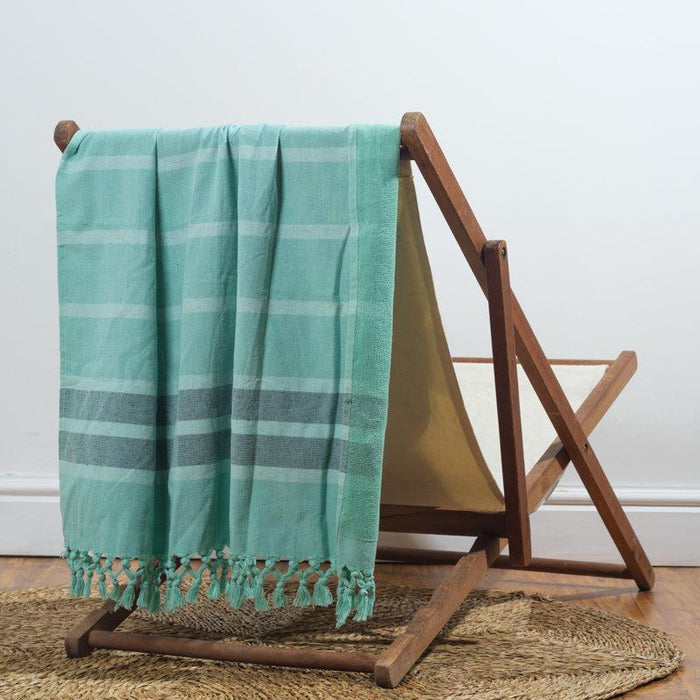 Cotton Bay Striped Summer Fouta - Water Green