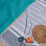 Cotton Bay Summer Striped Towelling Fouta Grey and Ash Grey