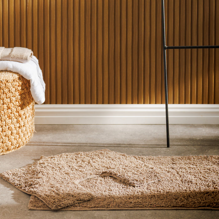 Cotton Bay Tufted Bathroom Mat Beige 2 Piece-Bath Mats