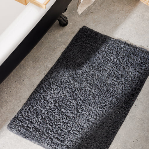 Cotton Bay Tufted Bathroom Mat Dark Grey 2 Piece-Bath Mats