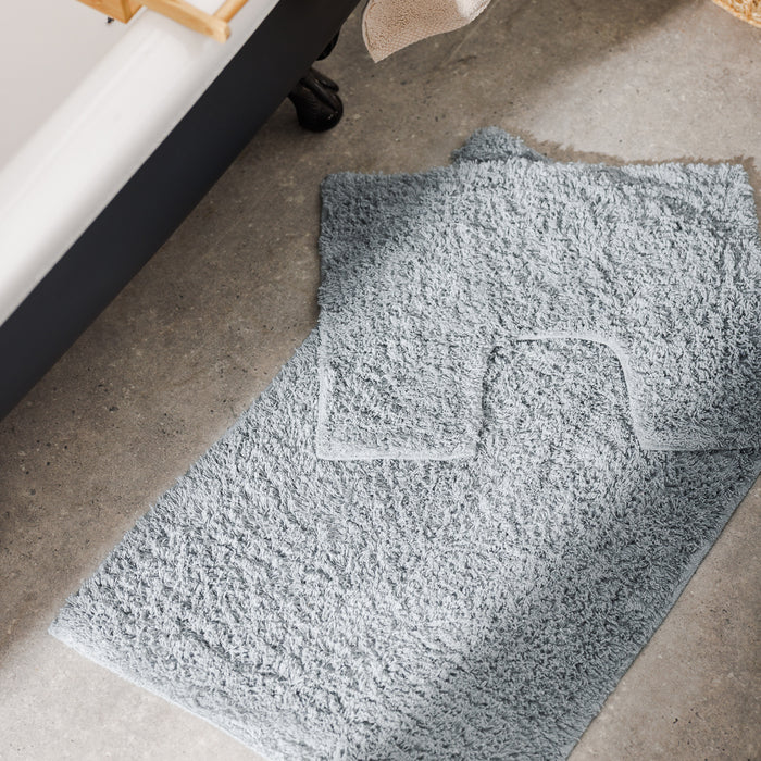 Cotton Bay Tufted Bathroom Mat Light Grey 2 Piece-Bath Mats
