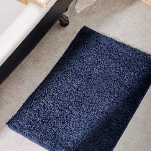 Cotton Bay Tufted Bathroom Mat Navy 2 Piece-Bath Mats