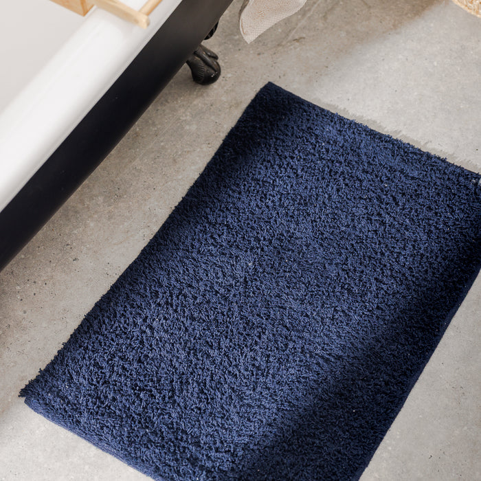 Cotton Bay Tufted Bathroom Mat Navy 2 Piece-Bath Mats