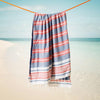 Cotton Bay Unison Stripe Backed Fouta Indigo Blue and Red