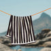 Cotton Bay Velour Stripe Beach Towel Coastal Fog-Beach Towels