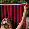 Cotton Bay Velour Stripe Beach Towel Crimson Coast