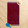 Cotton Bay Velour Stripe Beach Towel Crimson Coast