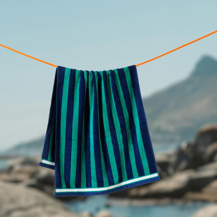 Cotton Bay Velour Stripe Beach Towel Forest Shore-Beach Towels