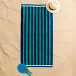 Cotton Bay Velour Stripe Beach Towel Forest Shore