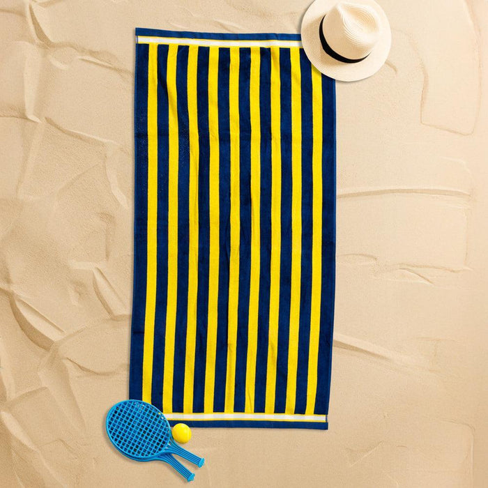 Cotton Bay Velour Stripe Beach Towel Golden Coastline-Beach Towels