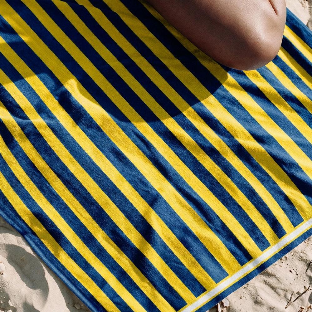 Cotton Bay Velour Stripe Beach Towel Golden Coastline-Beach Towels
