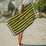 Cotton Bay Velour Stripe Beach Towel Golden Coastline