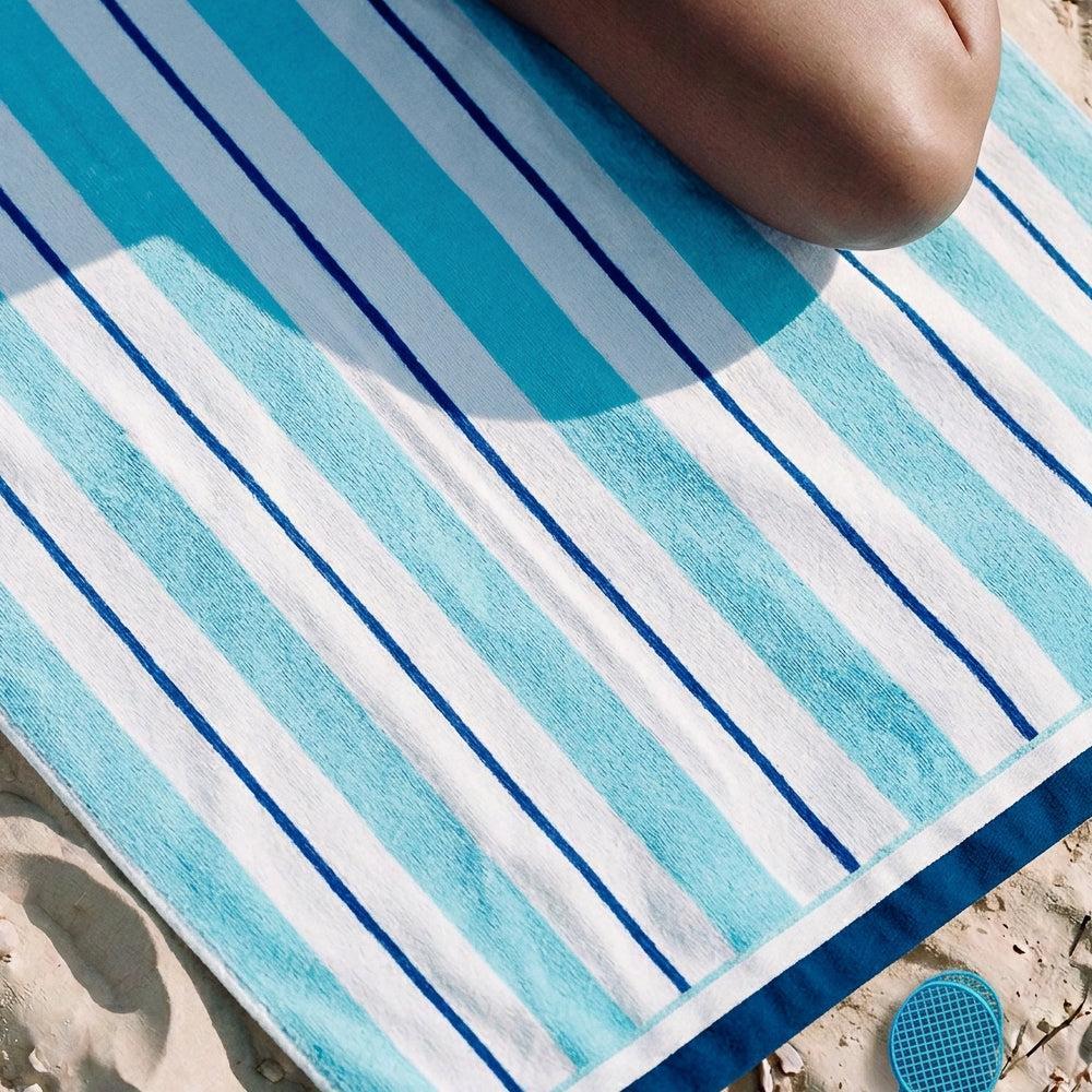Cotton Bay Velour Stripe Beach Towel Lagoon Cove-Beach Towels