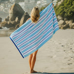 Cotton Bay Velour Stripe Beach Towel Lagoon Cove