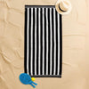 Cotton Bay Velour Stripe Beach Towel Monochrome Coast
