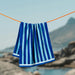 Cotton Bay Velour Stripe Beach Towel Ocean Breeze-Beach Towels