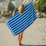 Cotton Bay Velour Stripe Beach Towel Ocean Breeze