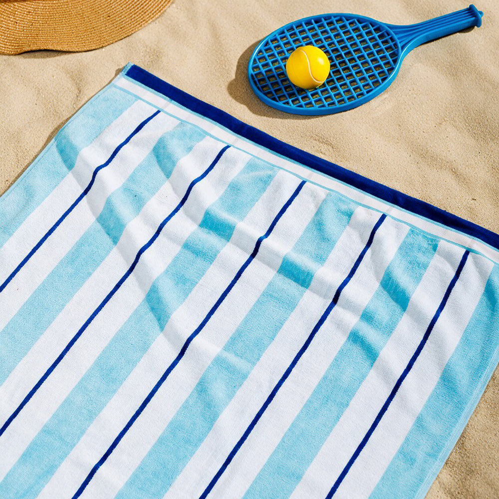 Cotton Bay Velour Stripe Beach Towel Ocean Drift-Beach Towels