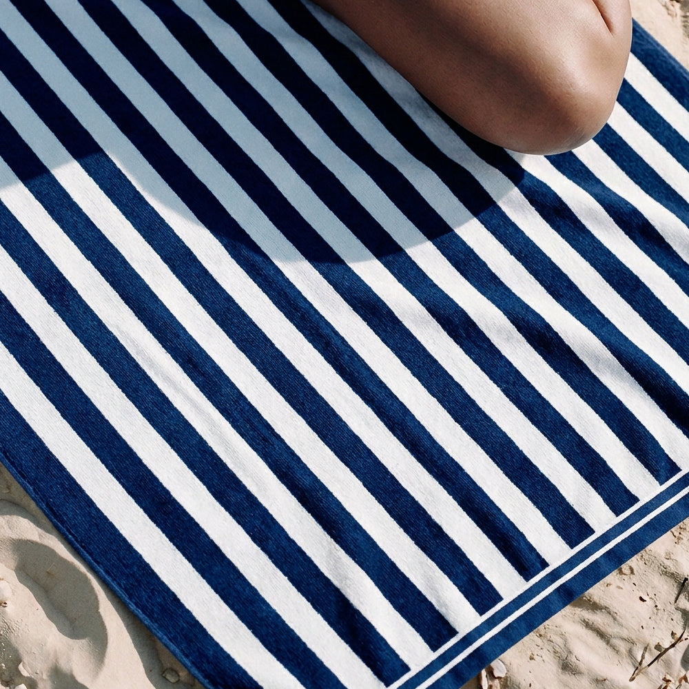Cotton Bay Velour Stripe Beach Towel Sail Line-Beach Towels