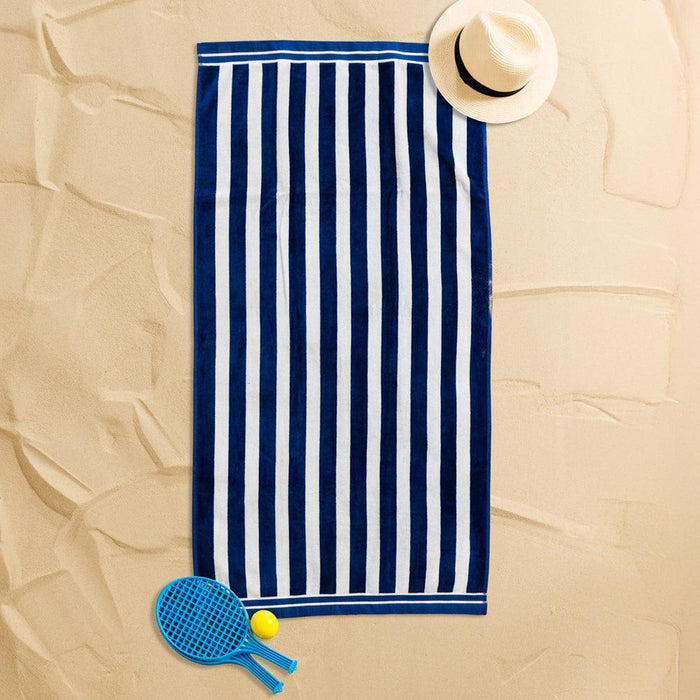 Cotton Bay Velour Stripe Beach Towel Sail Line-Beach Towels