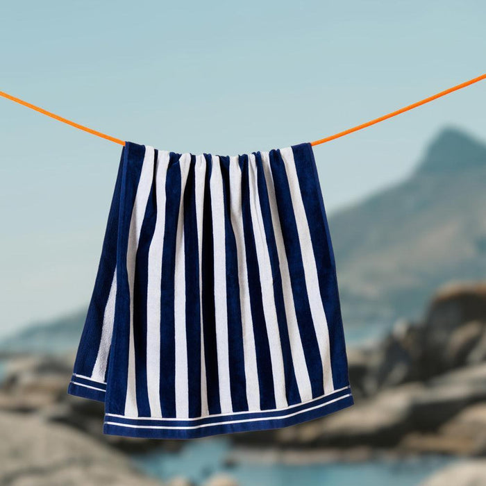 Cotton Bay Velour Stripe Beach Towel Sail Line-Beach Towels