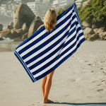 Cotton Bay Velour Stripe Beach Towel Sail Line