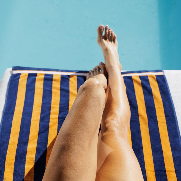 Cotton Bay Velour Stripe Beach Towel Tangerine Wave-Beach Towels