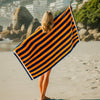 Cotton Bay Velour Stripe Beach Towel Tangerine Wave