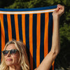 Cotton Bay Velour Stripe Beach Towel Tangerine Wave