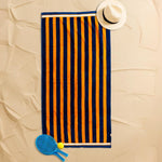 Cotton Bay Velour Stripe Beach Towel Tangerine Wave
