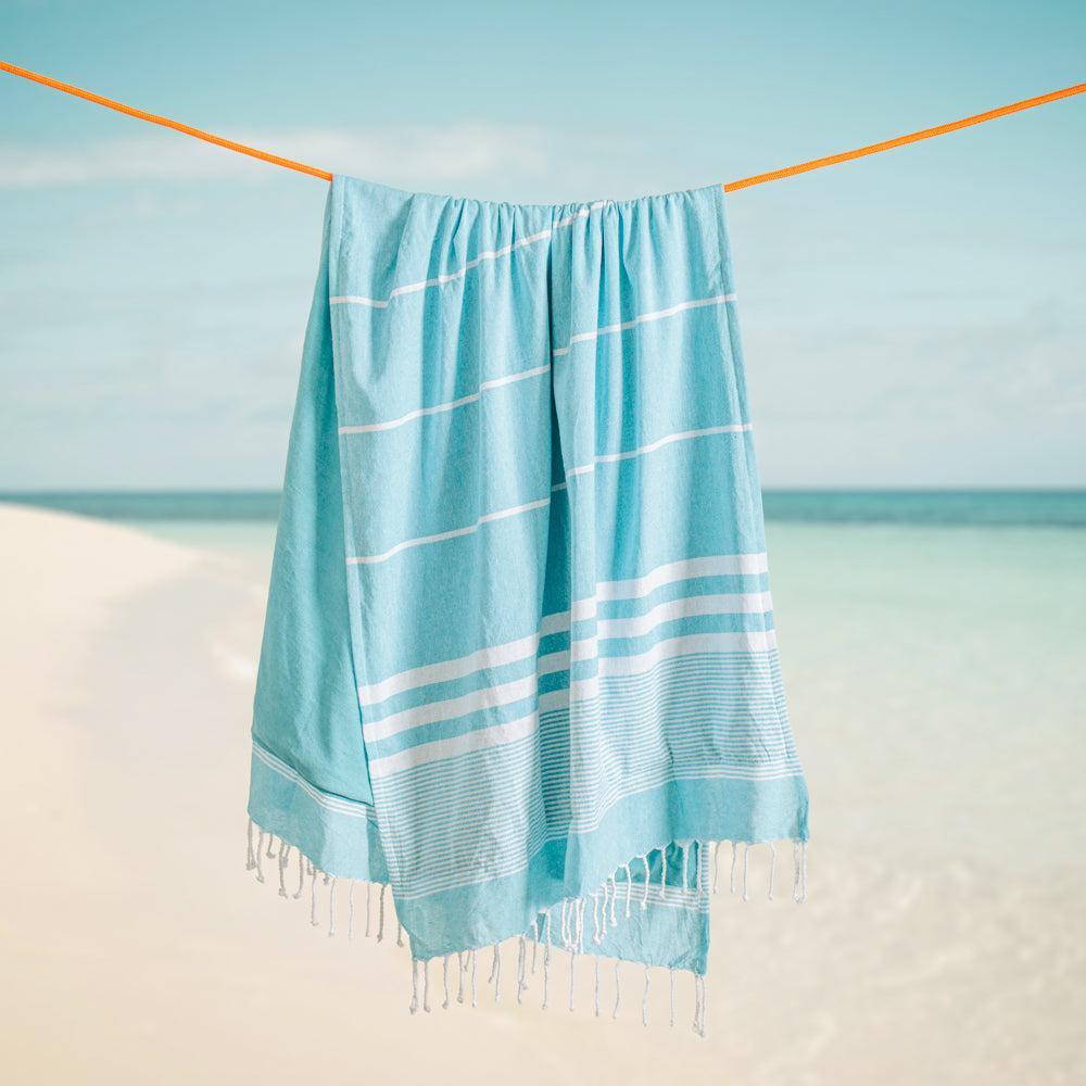 Cotton Bay Villiti Stripe Backed Fouta Turquoise-Foutas